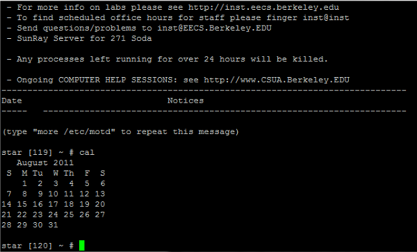 Calender output